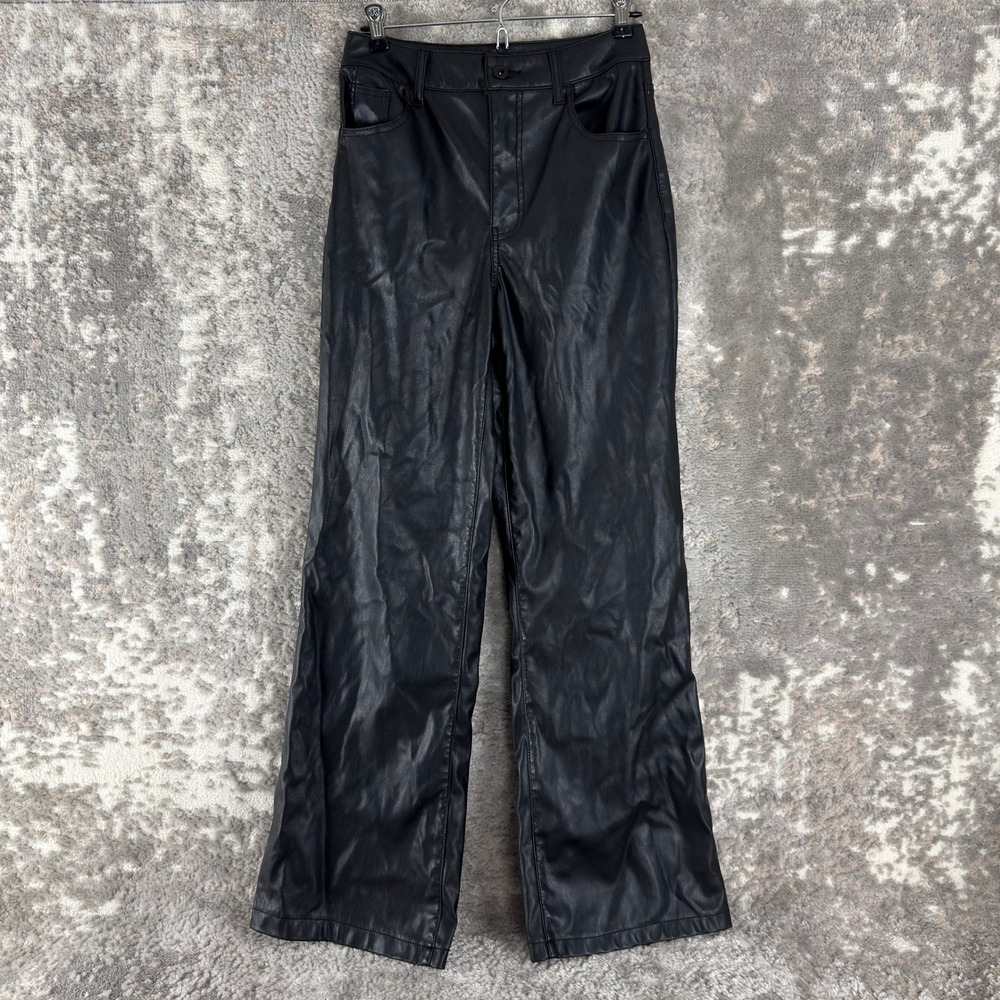 West of Melrose Size 26 Faux Leather Wide Leg Pants Black Women